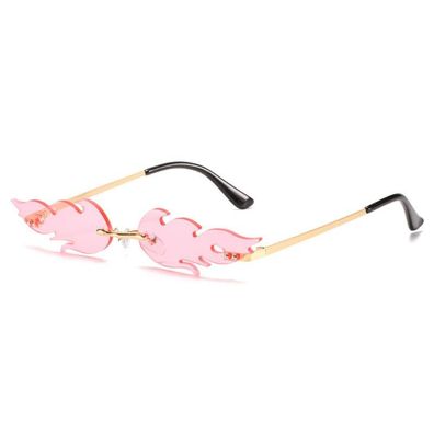 Feuerflamme & randlose Welle Sonnenbrille, Metallschirme für Vintage Brillen uv400