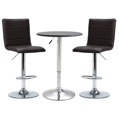 vidaXL 3-tlg. Bar-Set Kunstleder Schwarz