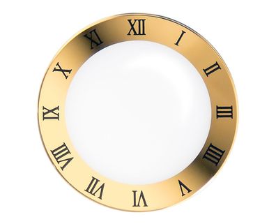 Minot | Mineral Uhrenglas flach rund | goldfarbener Rand mit Ziffern