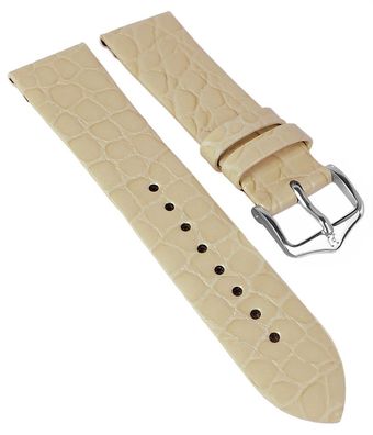 HIRSCH Uhrenarmband | Kalbsleder > Krokodil-Prägung > beige | Sobek M