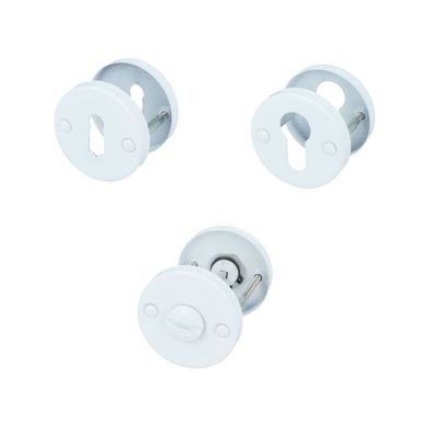 Weiße Schlüsselrosetten BB - PZ - WC Rosettenpaar Metallrosetten Türrosetten
