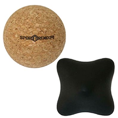 Faszienball 6eckig schwarz + Faszienball Cork 6,5cm