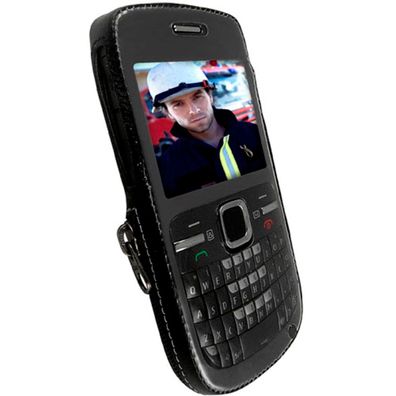 Krusell Case Leder Tasche SchutzHülle Bag Clip Cover für Nokia C3 C300 Handy
