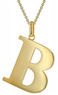 trendor Schmuck Damen-Kette mit Großem Buchstaben B 925 Silber mit Goldauflage 41790