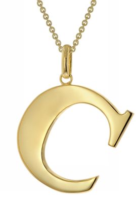trendor Schmuck Halskette mit Großem Buchstaben C 925 Silber mit Goldauflage 41790-C