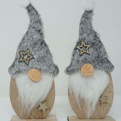 2 Stück Dekofiguren stehender Weihnachtswichtel aus Holz Wichtel ca.23 cm Zwerg