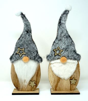 Deko Wichtel 2 Stück Holz Figuren 30 cm Weihnachtswichtel Weihnachten Zwerg