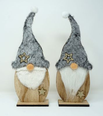 2 Stück Dekofiguren stehender Weihnachtswichtel aus Holz Wichtel ca.30 cm Zwerg