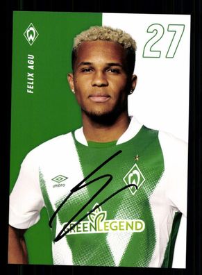 Felix Agu Autogrammkarte Werder Bremen 2022-23 Original Signiert