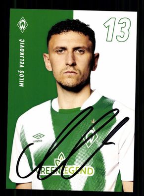 Milos Veljkovic Autogrammkarte Werder Bremen 2022-23 Original Signiert