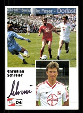 Christian Schreier Autogrammkarte Bayer Leverkusen 1986-87 Original Signiert + 2