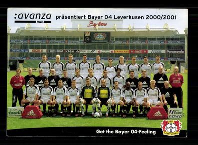 Original Mannschaftskarte Bayer Leverkusen 2000-01 ohne Unterschrift