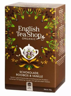 Tee Schokolade Rooibos & Vanille Milder Rooibos 20 Beutel Box (€98,75/ kg)