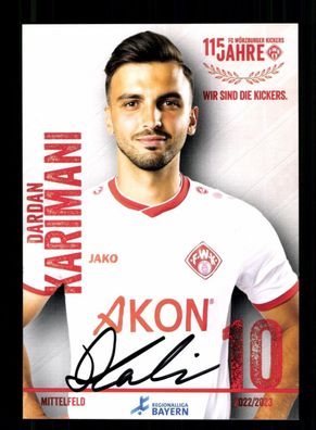 Dardan Karimani Autogrammkarte Würzburger Kickers 2022-23 Original Signiert