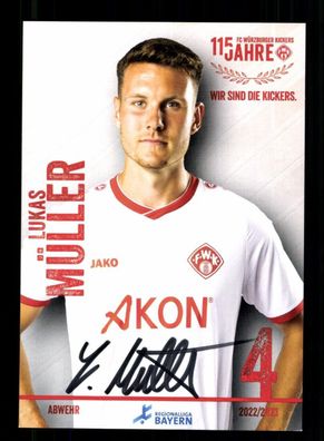 Lukas Müller Autogrammkarte Würzburger Kickers 2022-23 Original Signiert