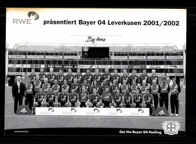Original Mannschaftskarte Bayer Leverkusen 2001-02 ohne Unterschrift + 2