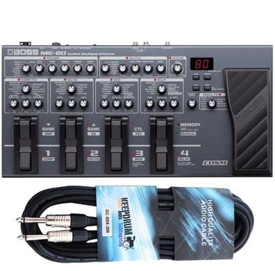 Boss ME-80 Multi-Effektgerät und Interface für Gitarre + Kabel