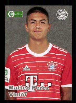 Matteo Perez Vinlöf Autogrammkarte Bayern München U 19 2022-23