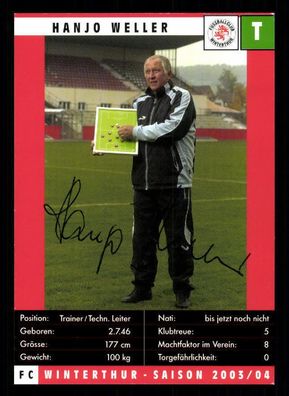 Hanjo Weller Autogrammkarte FC Winterthur 2003-04 Original Signiert + A 225252