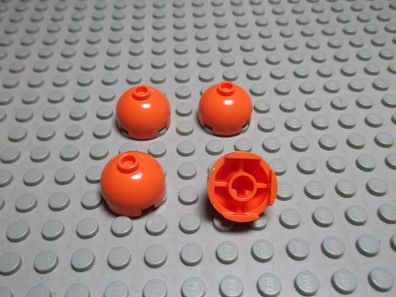 Lego 4 Rundsteine Kappe 2x2 Orange Kreuzloch und oben zu 553c