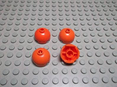 Lego 4 Rundsteine Kappe 2x2 Orange Kreuzloch und oben 3 Löcher 553b