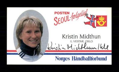 Kristin Midthun Norwegen Handball Nationalmannschaft ca. 1990 Sign. + A 225264