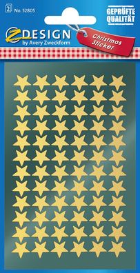 AVERY Zweckform 52805 Aufkleber Weihnachten 144 goldene Sterne (Weihnachtssticker ...