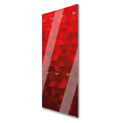 banjado® Garderobe groß Glas 7 Haken Motiv Dreiecke Rot