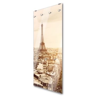 banjado® Garderobe groß Glas 7 Haken Motiv Dächer Von Paris
