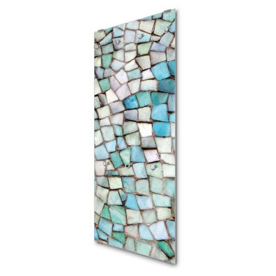 banjado® Garderobe groß Glas 7 Haken Motiv Mosaik Blau
