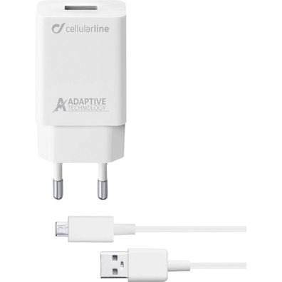 Cellularline 15W / 3A Micro USB Ladegerät Set Netzteil Kabel Qualcomm 3.0 150cm