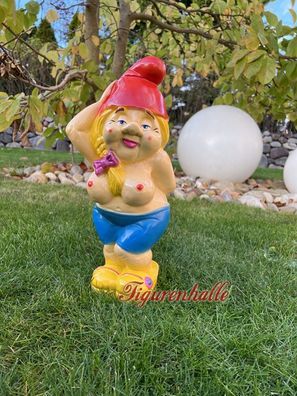Gartenzwerg Gartenzwergin Frau nackt Erotik lustig Brüste Garten Figur Statue