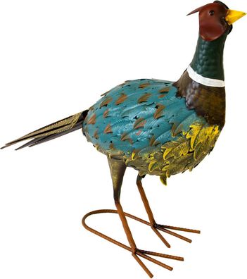 Dekofigur Fasan, 42 cm hoch, Metallfigur, Gartenvogel, Gartendeko