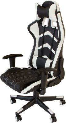Gaming-Stuhl, Nacken- Rückenkissen, Gamerstuhl, Bürostuhl schwarz-weiß