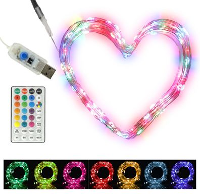 LED Mini Lichterkette Bunt Deko Basteln Farbwechsel USB Fernbedienung Farben