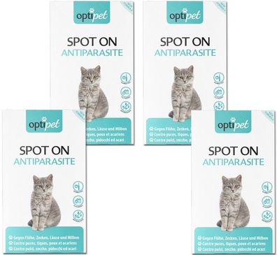 OptiPet 24x1ml Zecken - und Flohschutz Spot-On Katze Schutz auch gegen Milben & Läuse