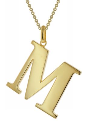 trendor Schmuck Damen-Kette mit Großem Buchstaben M 925 Silber mit Goldauflage 41790