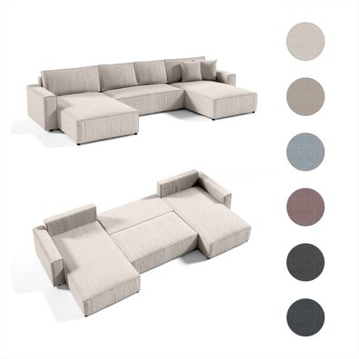 Ecksofa Eckcouch mit Schlaffunktion Bento U Form Bettkästen Couch Sofagarnitur