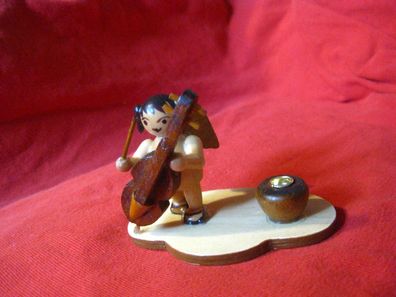 Figur, Holzengel mit Musikinstrument , Kontrabass 8x6cm Nr3