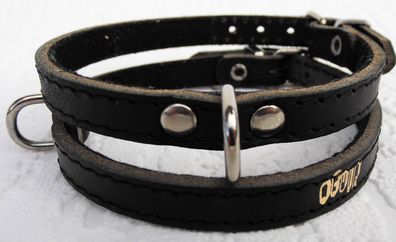 Halsband - Hundehalsband, Halsumfang 19-23cm/10mm, LEDER + Schwarz (kleine Hunde)