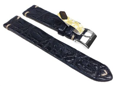 Vintage-Alligator Ersatzband Uhrenarmband Alligatorleder Band blau