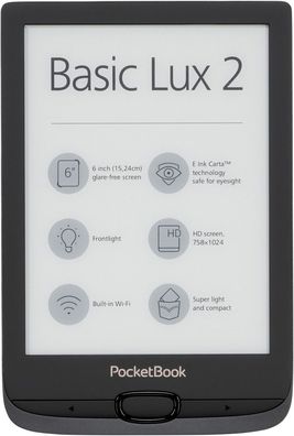 PocketBook Basic Lux 2 E-Ink eBook-Reader 6 Zoll RSS-Reader Bildwiedergabe schwarz