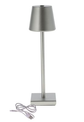 Metall LED Akku Tisch Leuchte 38 x 12 cm - silber - Touch Deko Nacht Licht Außen