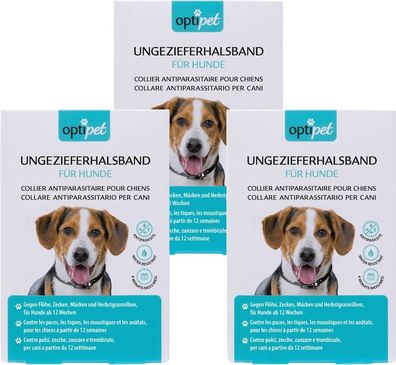OptiPet Zecken- und Flohschutz 3 Halsbänder Hunde gegen Milben Ungeziefer frei