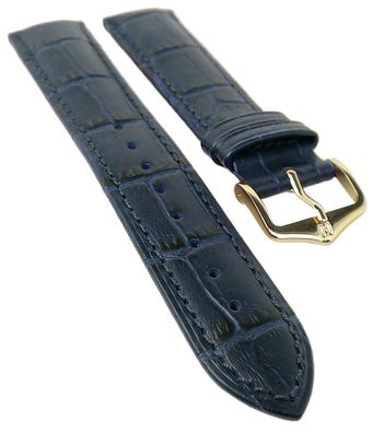 HIRSCH DUKE L | Uhrenarmband Kalbsleder Blau / Alligatorprägung 31018