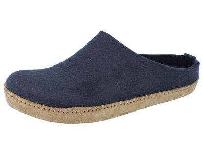 Haflinger Emil´s Toffel Damen Hausschuhe Clogs Filzschuhe blau Wollfilz