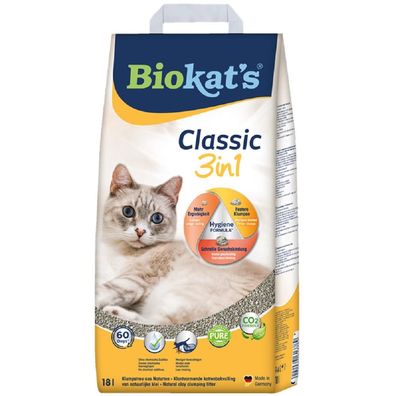 Biokat's ? Classic 3in1 ohne Duft - 1 x 18 L ? Katzenstreu