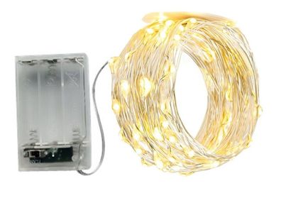 Lichterkette 100 cm Timer 66 Micro LED warmweiß Weihnachten Deko Beleuchtung