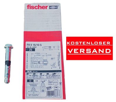 Fischer 25 Stück FH II 15/ 10 S Hochleistungsanker 44887 mit Sechskantkopf