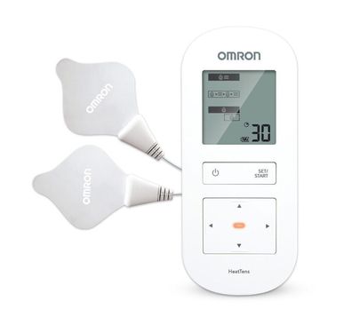 OMRON TENS Gerät HeatTens Schmerztherapie Reizstrom Wärmebehandlung + 4 Gel Pads